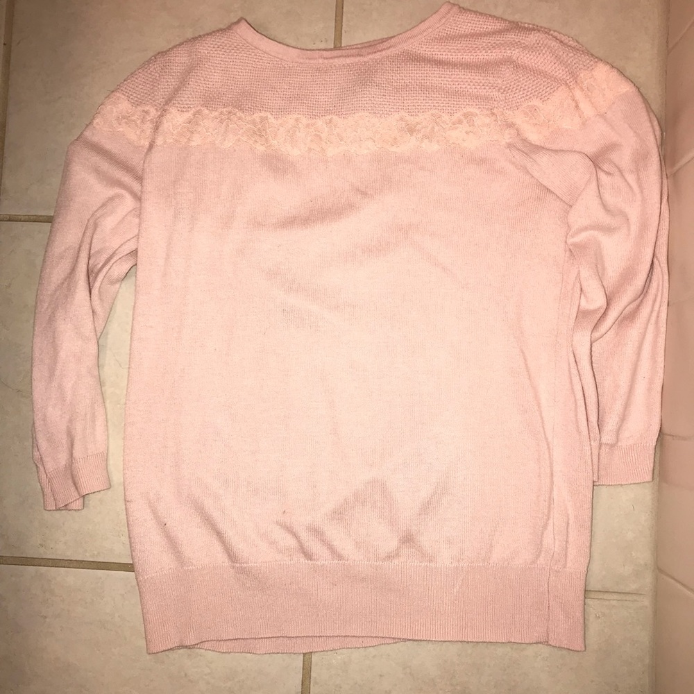 Fitted Pink Lace Detailed Sweater